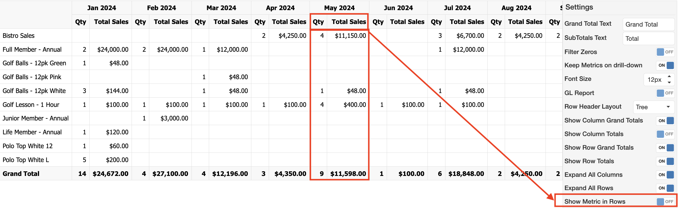 ASM - Show metrics in rows.png