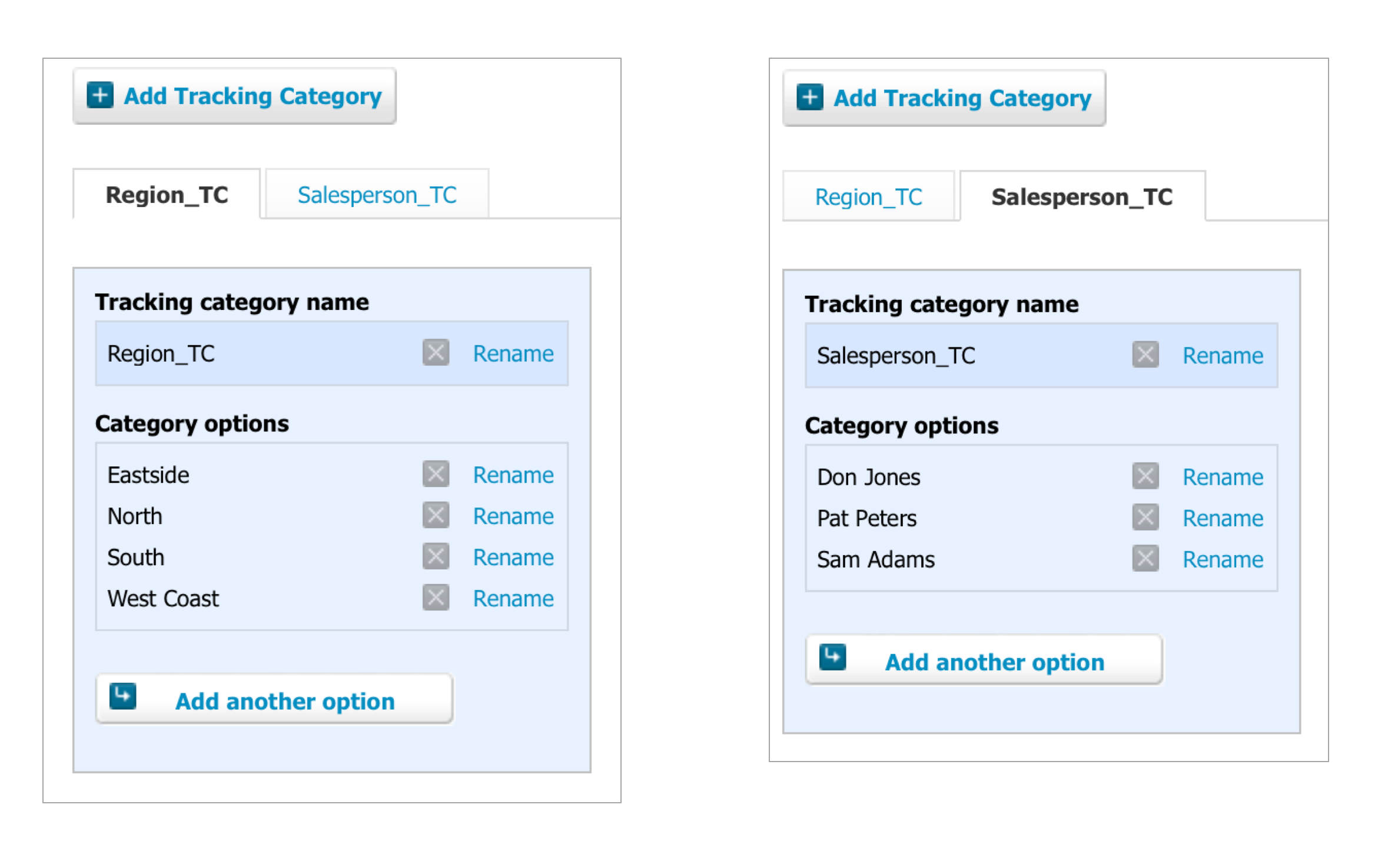 tracking codes xero